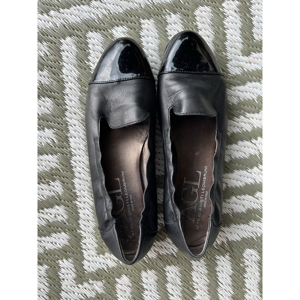 $398 AGL Milly Bicolor black ballet flats, cap toe, nappa leather 39.5